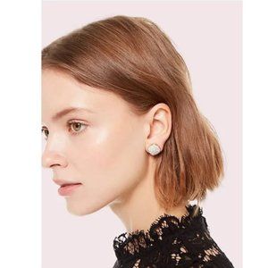 NWT! KATE SPADE Clear Clay Pave Small Square Studs